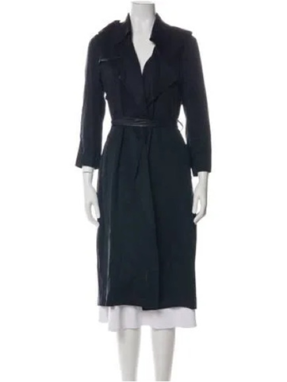 Badgley Mischka Black Long Sleeve Belted Trench Dress